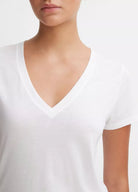 Essential Pima Cotton V-Neck T-Shirt - Optic White by Vince — alternate view