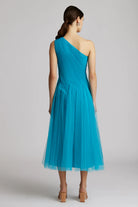 One Shoulder Midi Tulle Dress - Peacock by Zac Posen — alternate view
