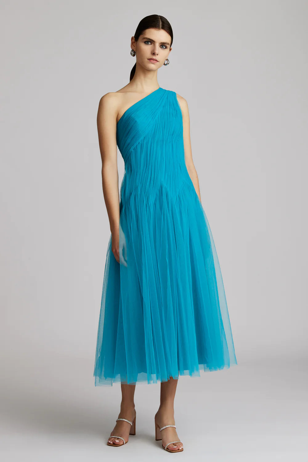 One Shoulder Midi Tulle Dress - Peacock by Zac Posen | 25 South Boutiques