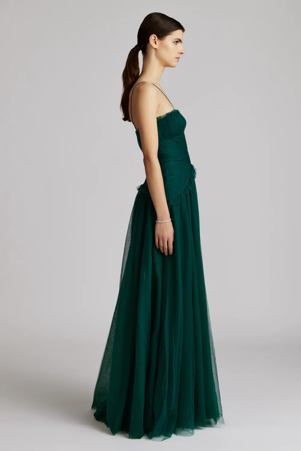 Two Tiered Tulle Gown - Green by Zac Posen — view 4