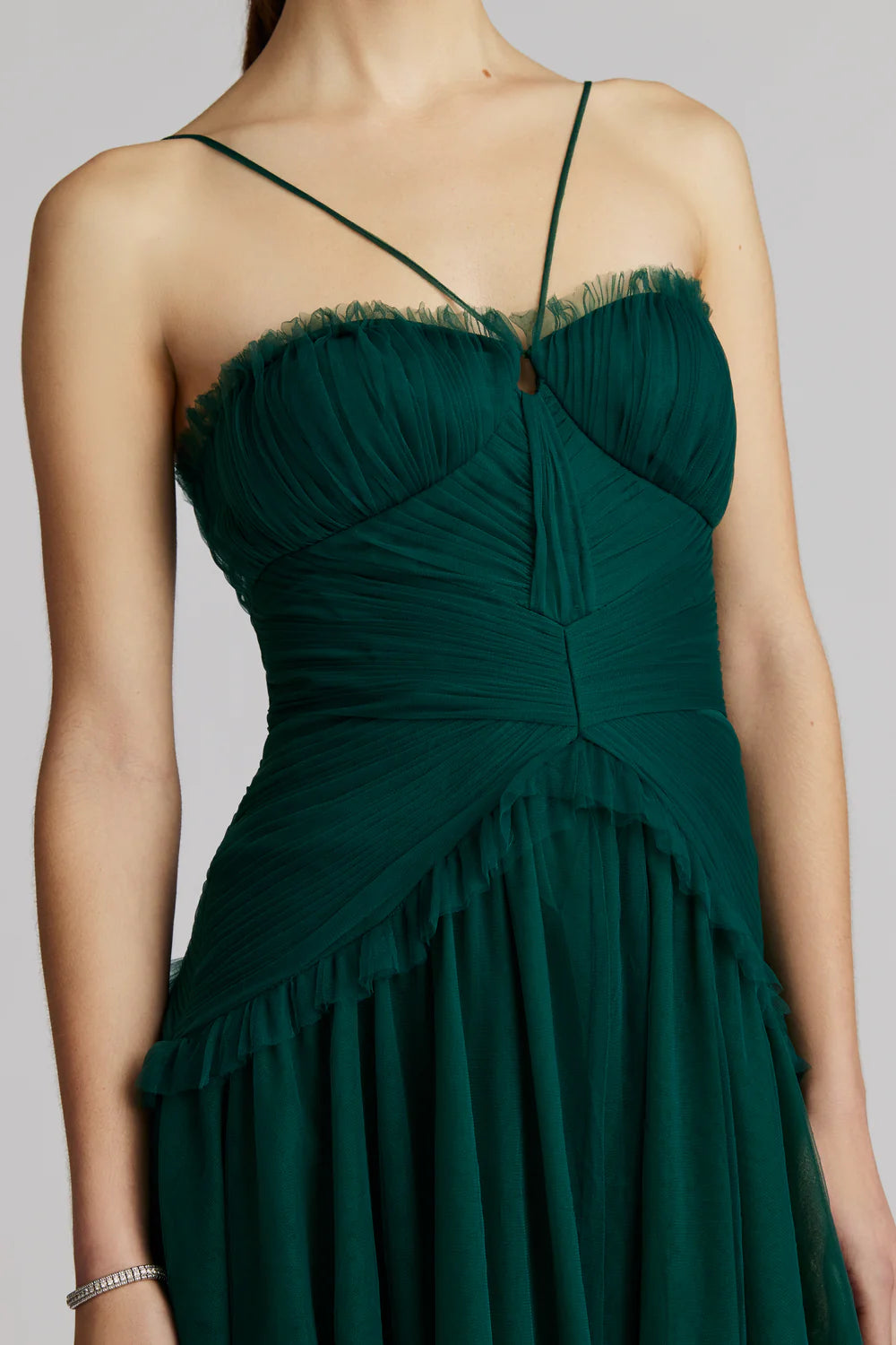 Two Tiered Tulle Gown - Green by Zac Posen — view 5