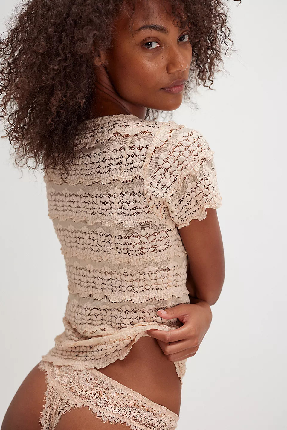 Angelina Lace Tee - Tea by Free People — alternate view