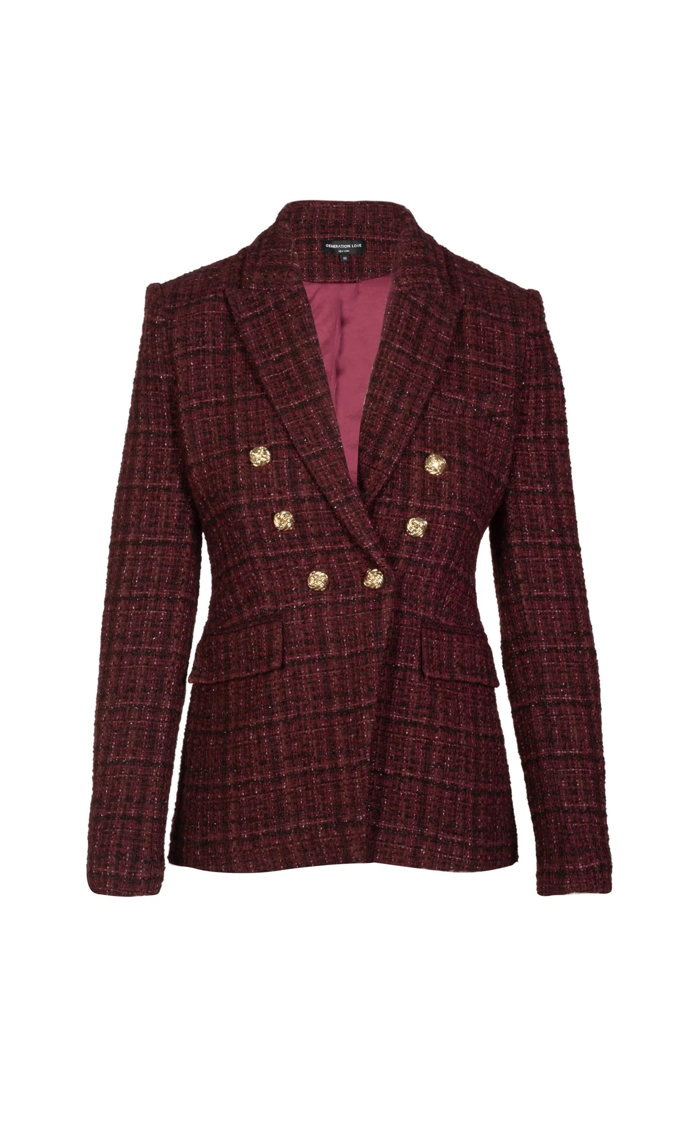 Emilio Tweed Blazer - Malbec Multi by Generation Love — view 5