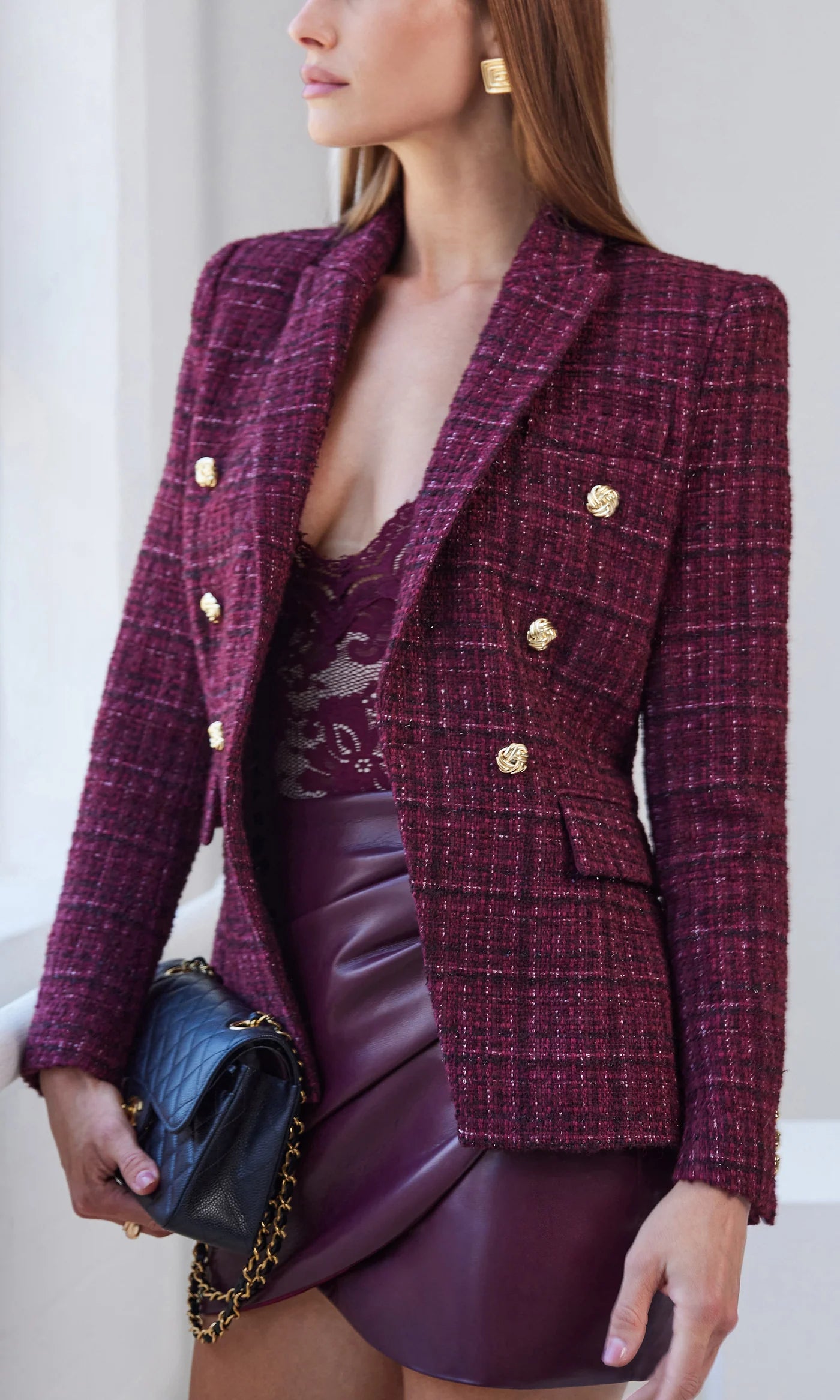 Emilio Tweed Blazer - Malbec Multi by Generation Love — alternate view
