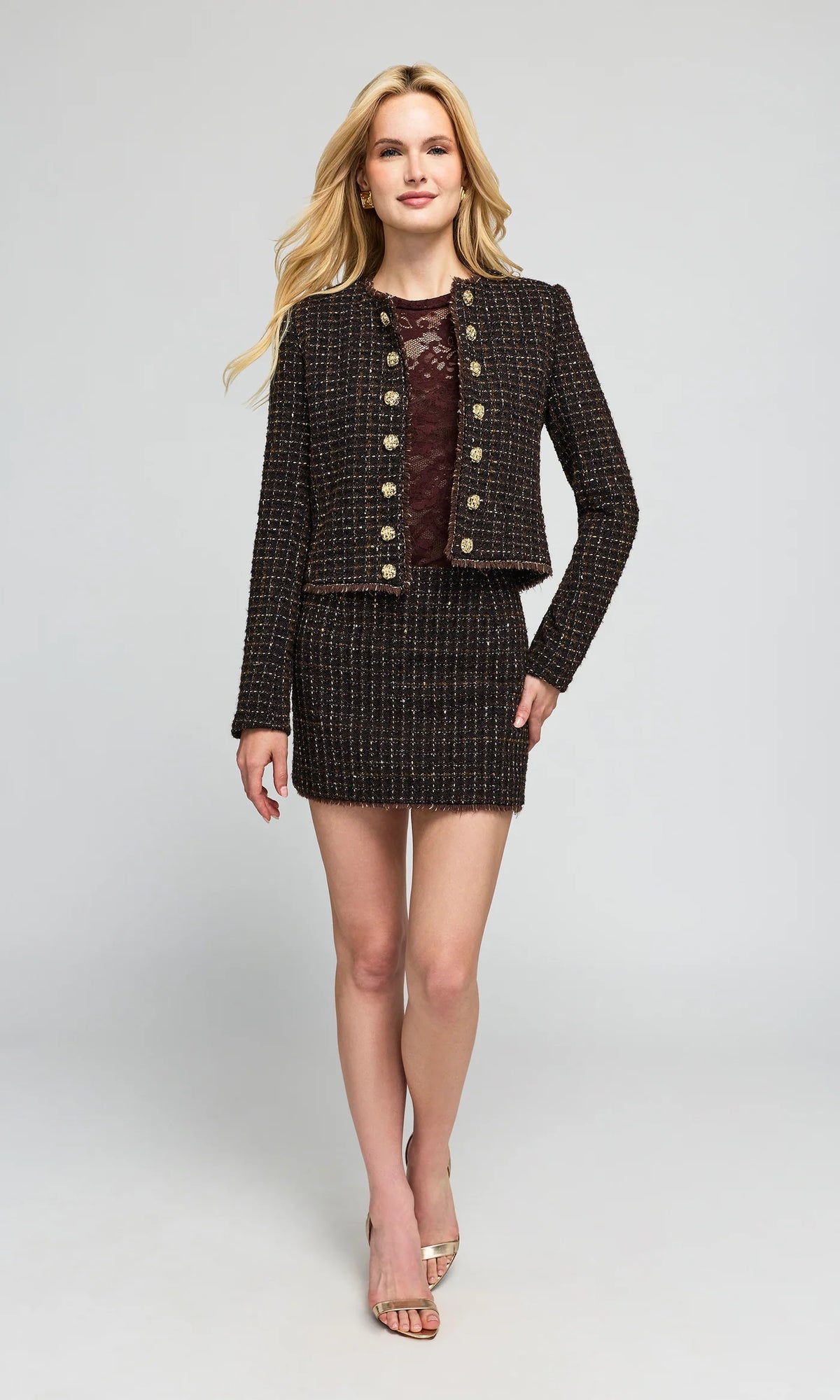 Generation Love Tiffany Tweed Jacket - Brown Multi, view 4
