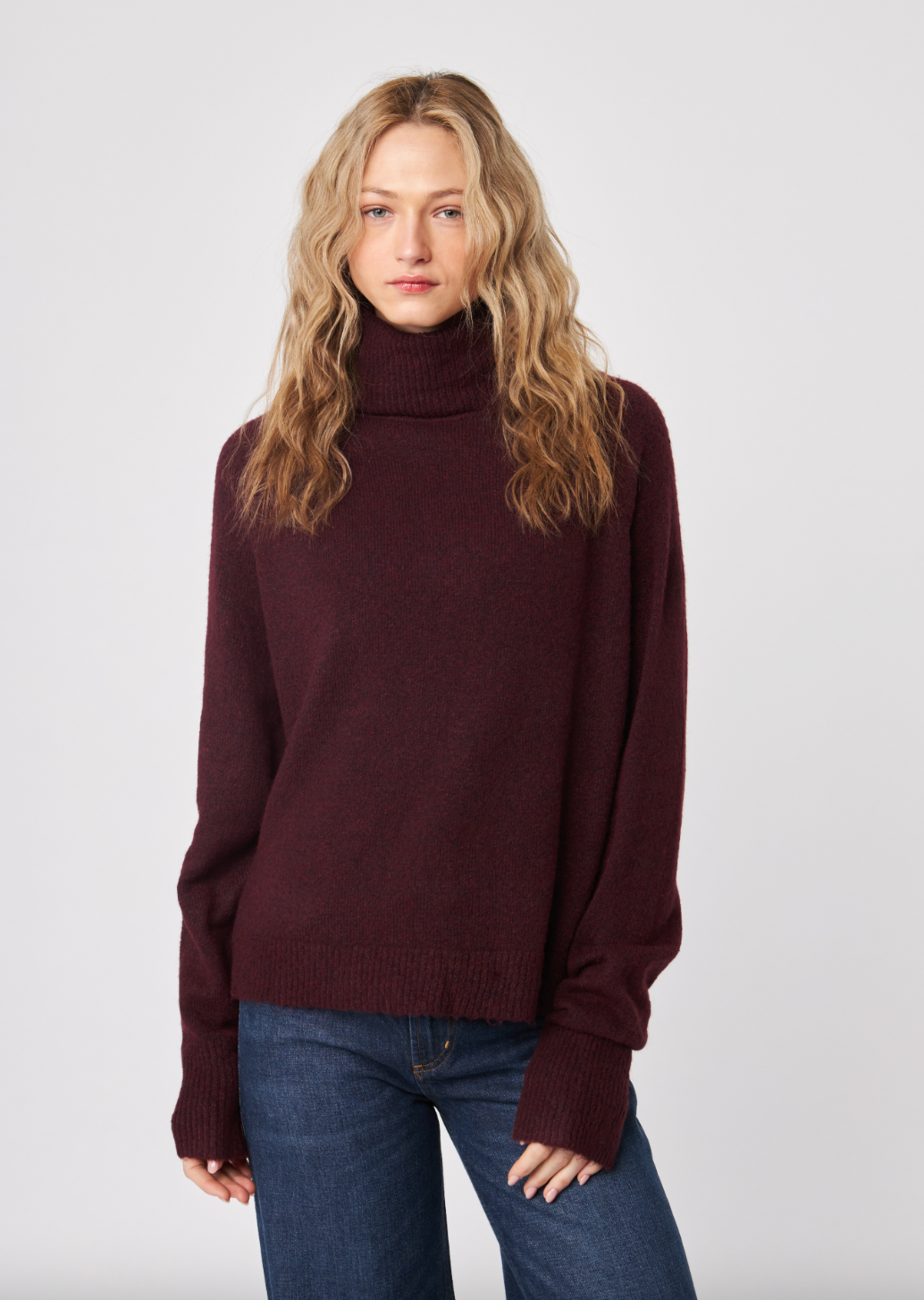 Emmett Turtleneck Sweater - Merlot by John & Jenn — alternate view