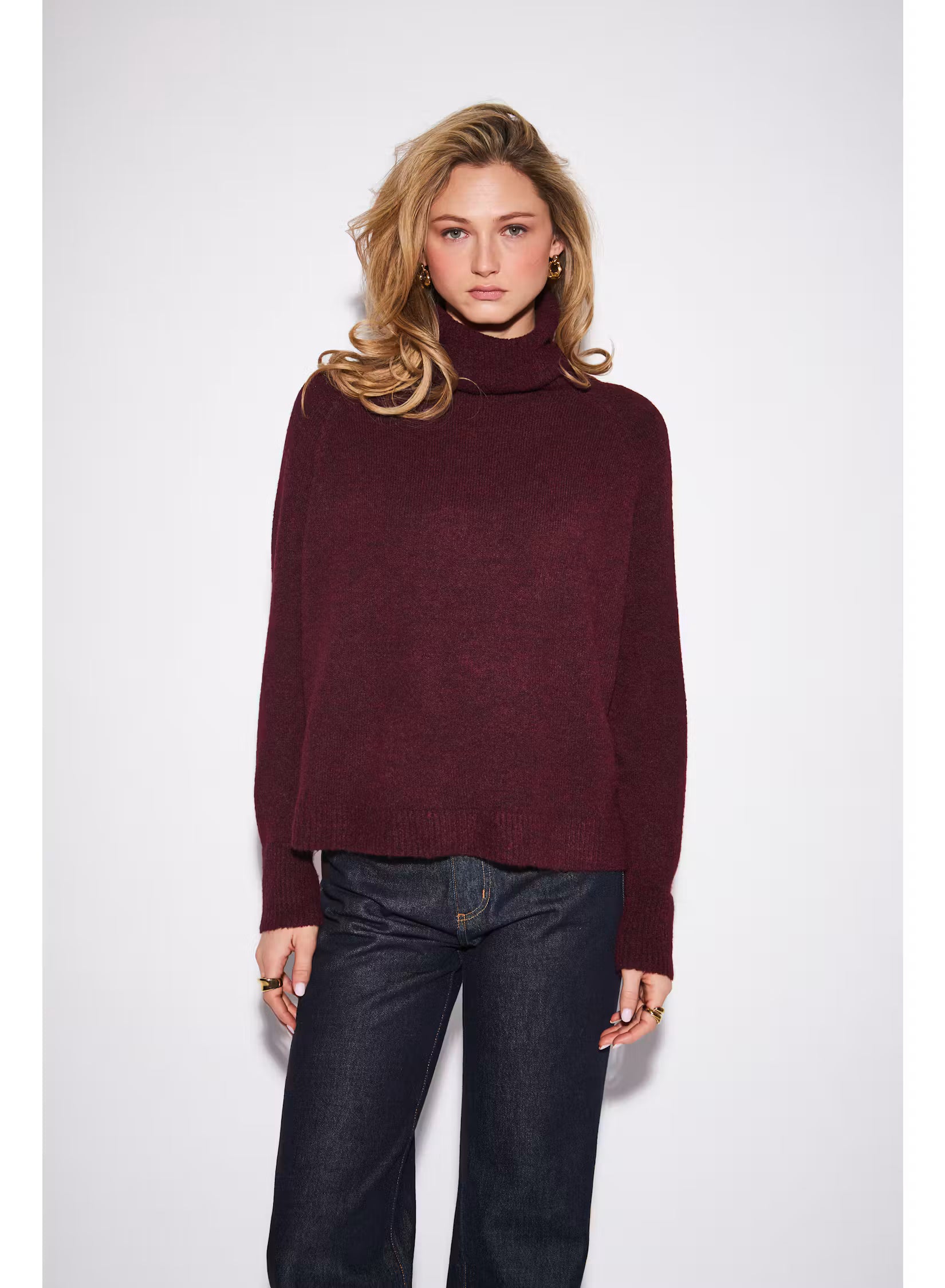 John & Jenn Emmett Knit Turtleneck Sweater - Merlot