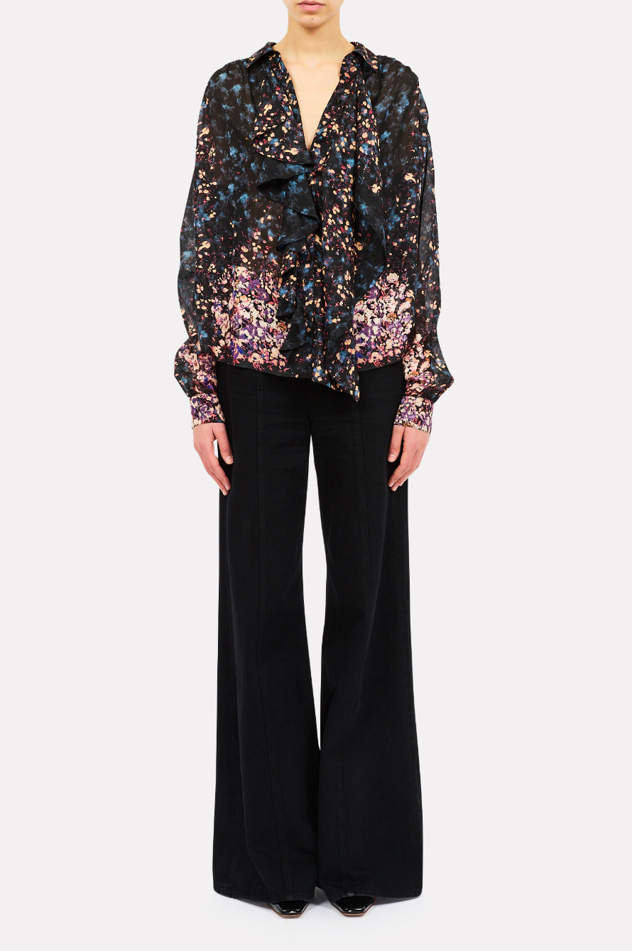 Gesture Long Sleeve Silk Blouse - Eclipse by Ulla Johnson — view 3