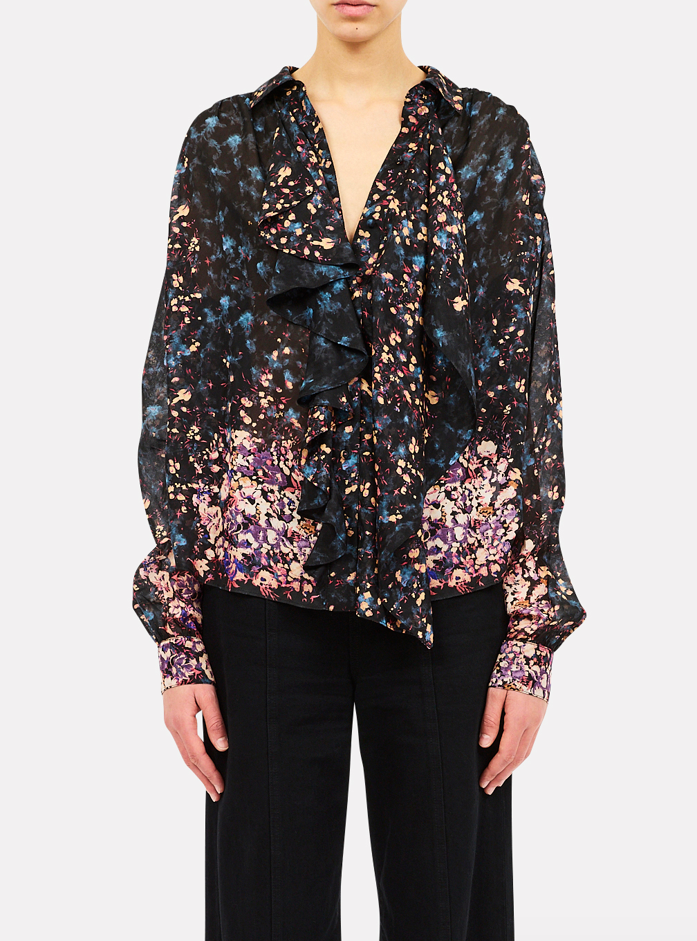 Gesture Long Sleeve Silk Blouse - Eclipse by Ulla Johnson — alternate view