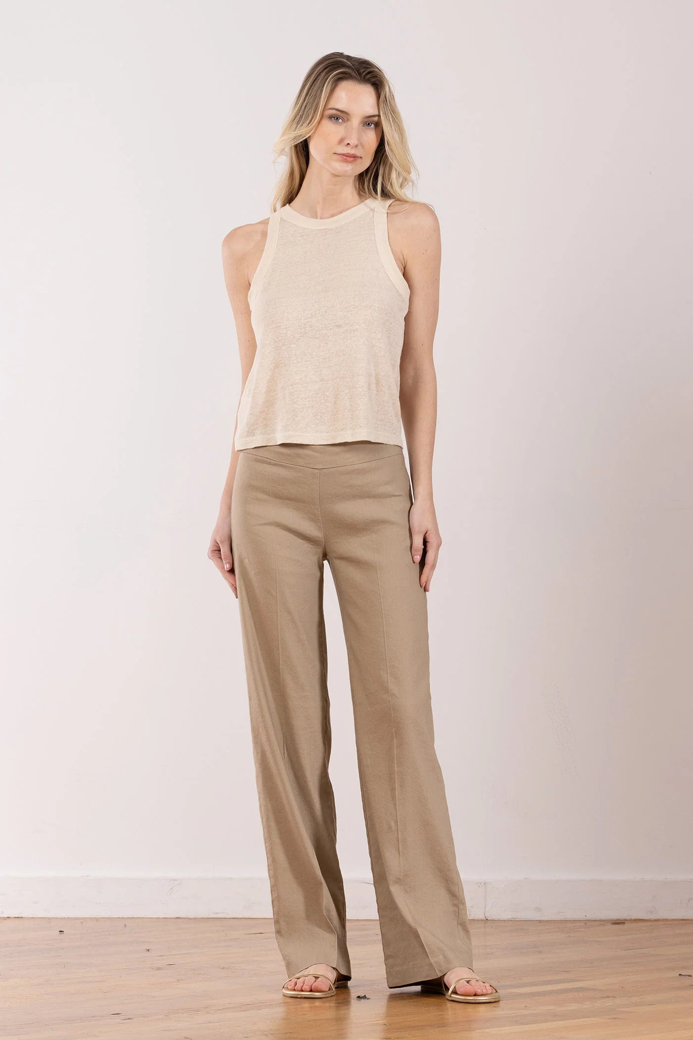 Flavia Linen Pants - Khaki by Avenue Montaigne | 25 South Boutiques