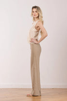 Flavia Linen Pants - Khaki by Avenue Montaigne — alternate view