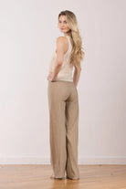 Flavia Linen Pants - Khaki by Avenue Montaigne — view 3