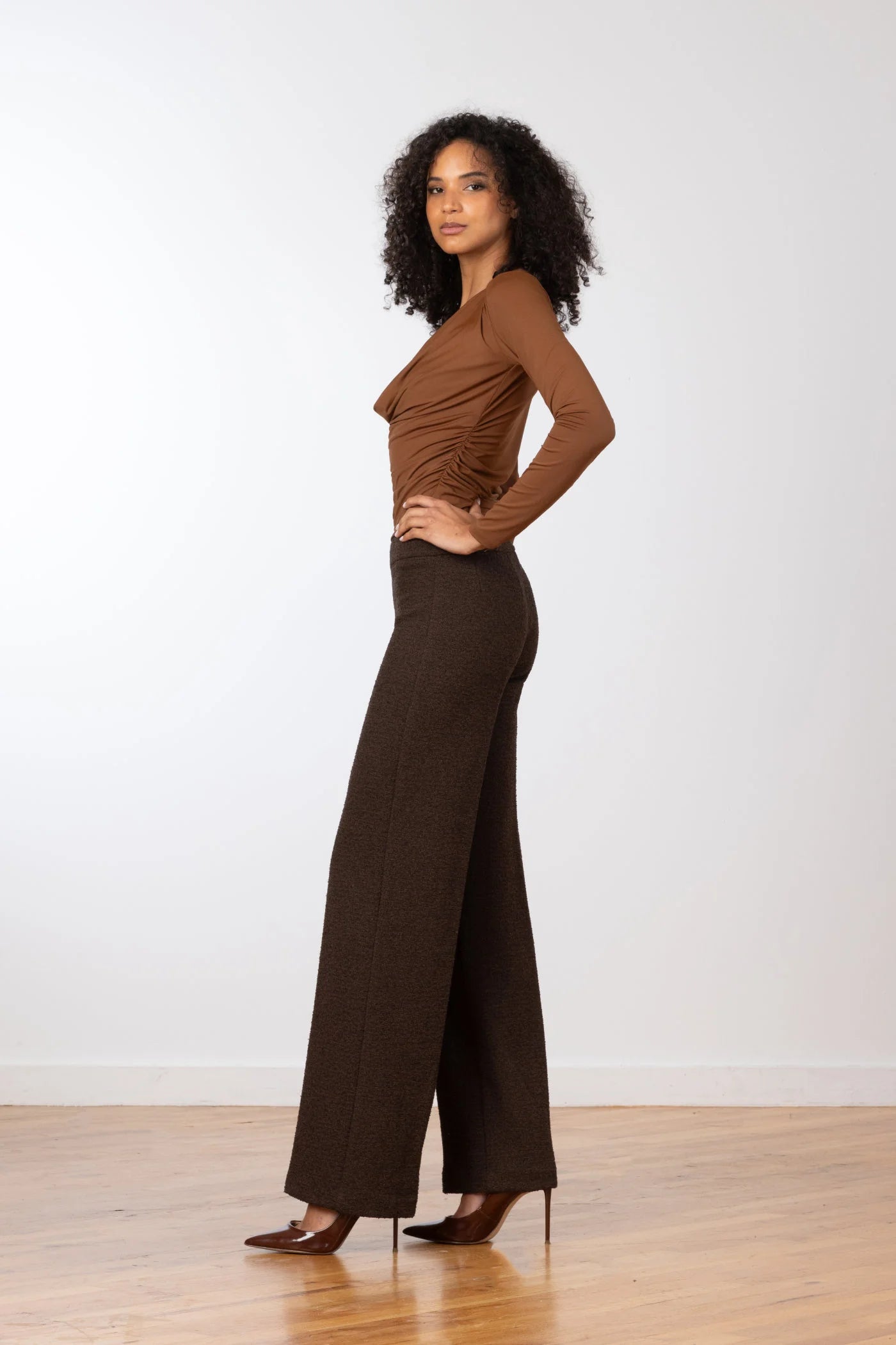 Flavia Boucle Pants - Choco by Avenue Montaigne — view 3