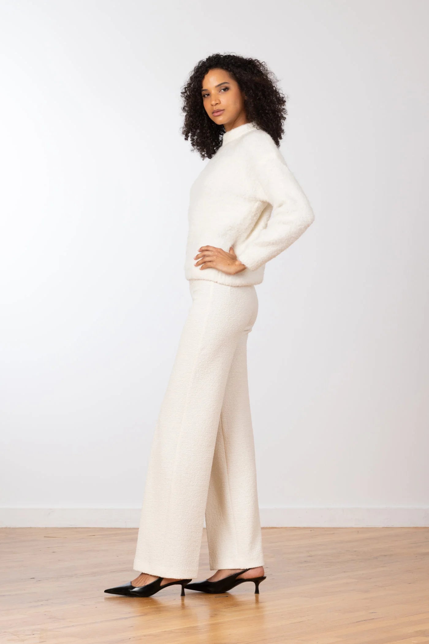 Flavia Boucle Pants - Winter White by Avenue Montaigne — view 3