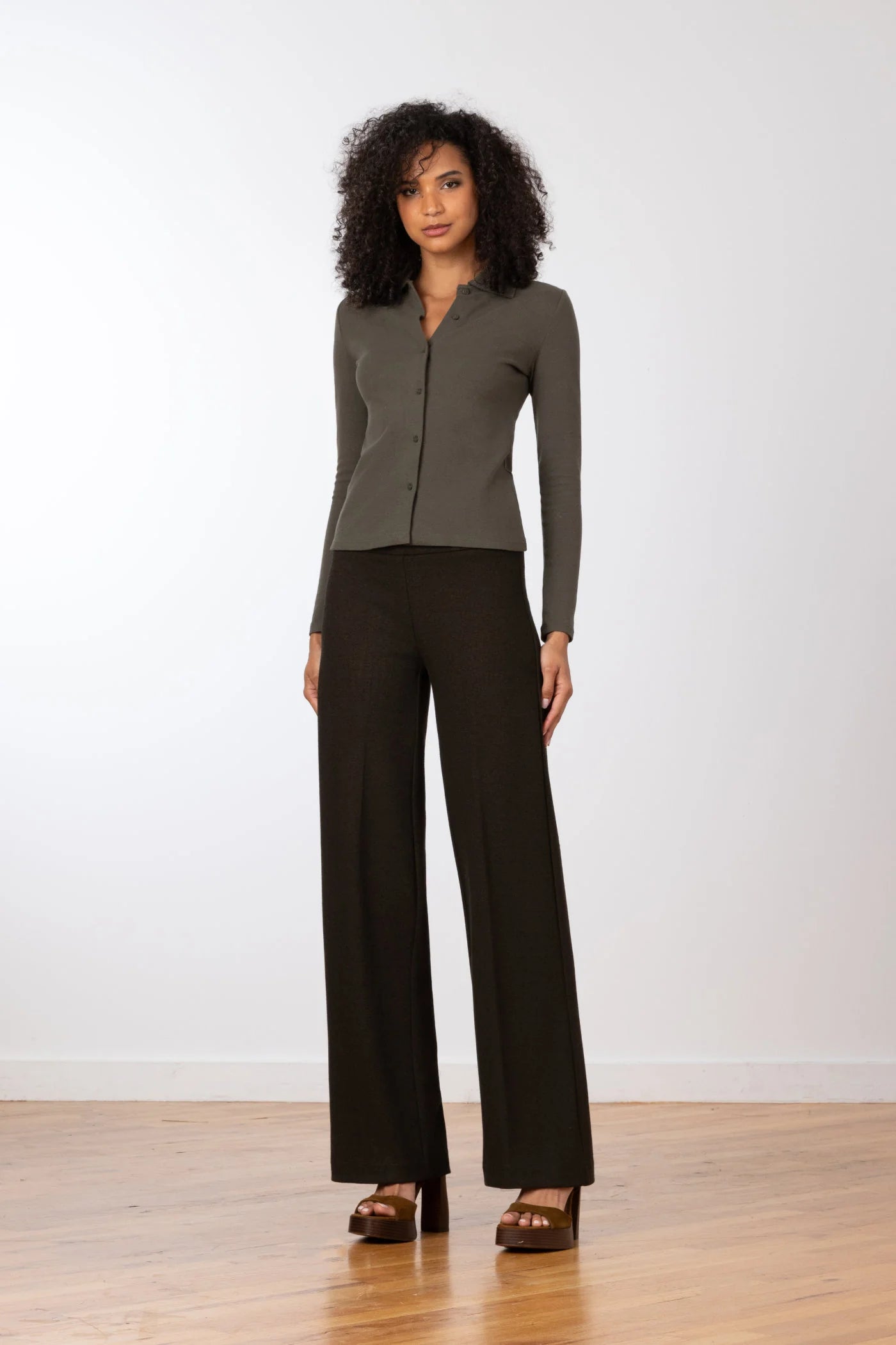 Flavia Boucle Pants - Olive Green by Avenue Montaigne | 25 South Boutiques