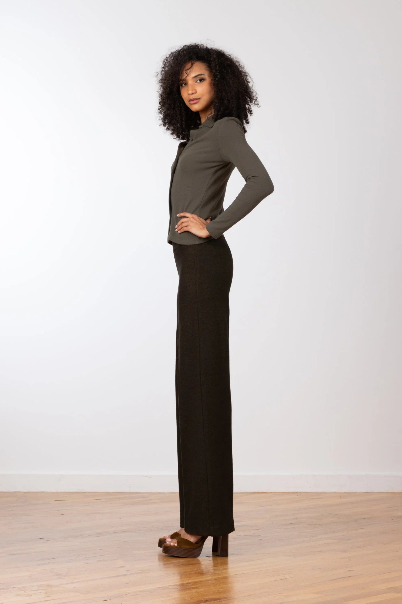 Flavia Boucle Pants - Olive Green by Avenue Montaigne — alternate view