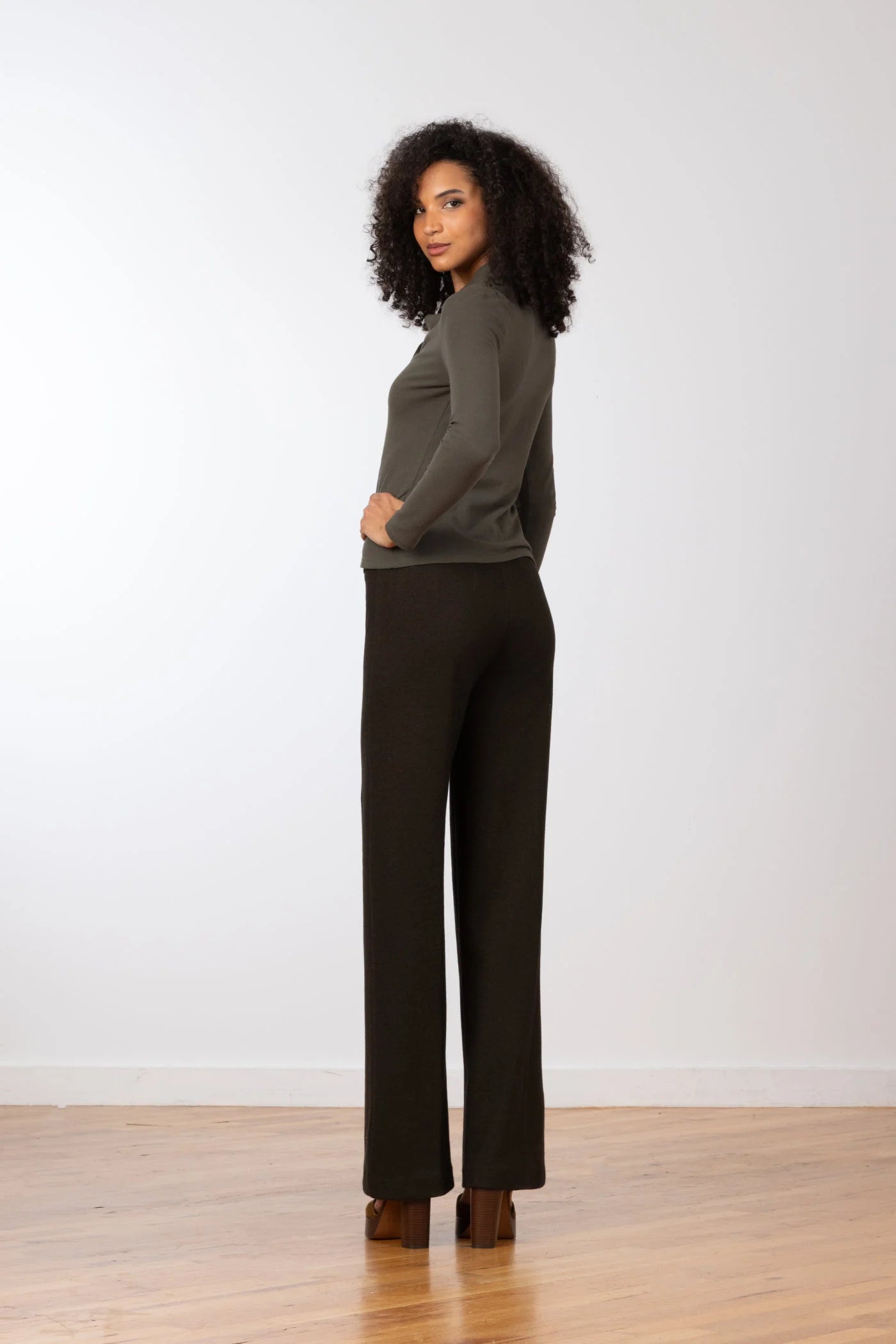 Flavia Boucle Pants - Olive Green by Avenue Montaigne — view 4