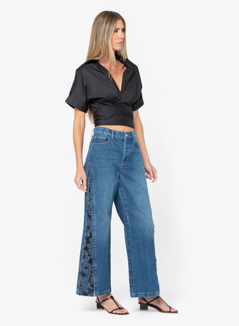 Ford Wide Leg Denim Jean - Stone by Just Bee Queen — alternate view