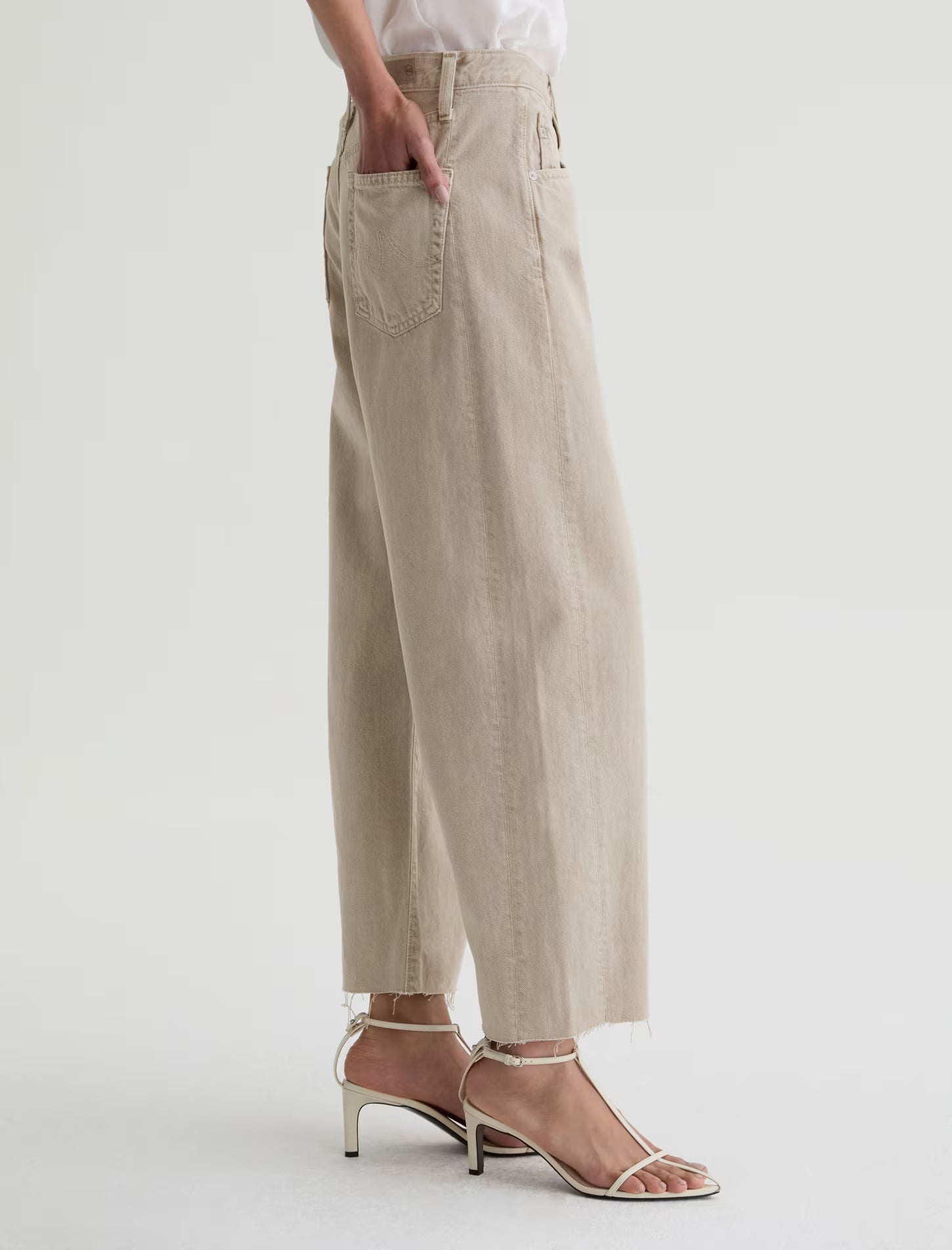 Hattie Crop Barrel Jean - Sulfur Light Taupe by Adriano Goldschmied AG — view 3