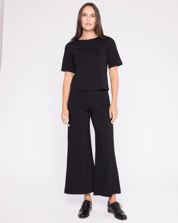 Black Ponte Knit Wide Leg Cropped Pant - Black by Ripley Rader | 25 South Boutiques