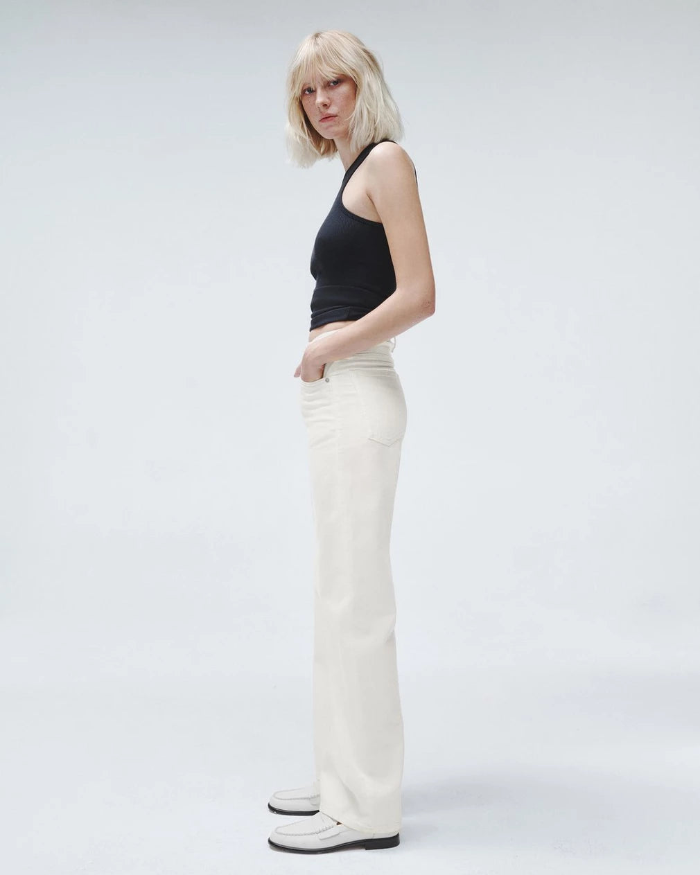 Featherweight Logan Wide Leg - Ecru by Rag & Bone — view 3