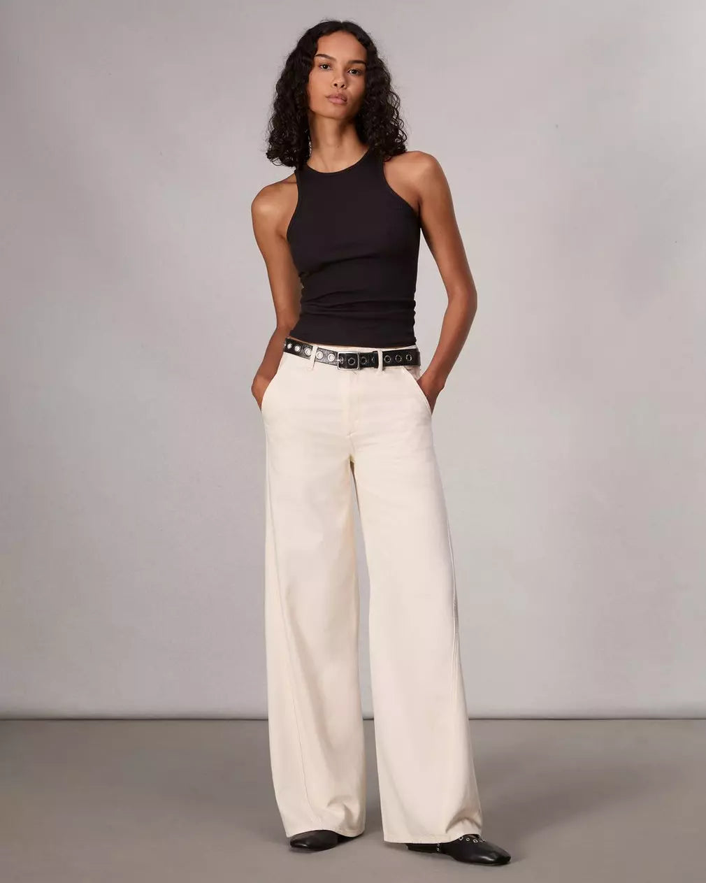 Featherweight Wide-Leg Sofie Jean - Ecru by Rag & Bone | 25 South Boutiques