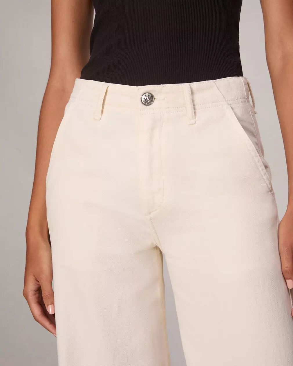 Featherweight Wide-Leg Sofie Jean - Ecru by Rag & Bone — view 3