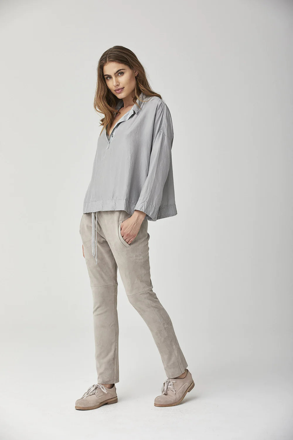 Goat Suede Pants - Stone by Kristensen — view 5