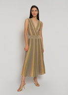 Gala Lurex Pleated Wrap Dress - Green April Moon by Maison Lurex | 25 South Boutiques
