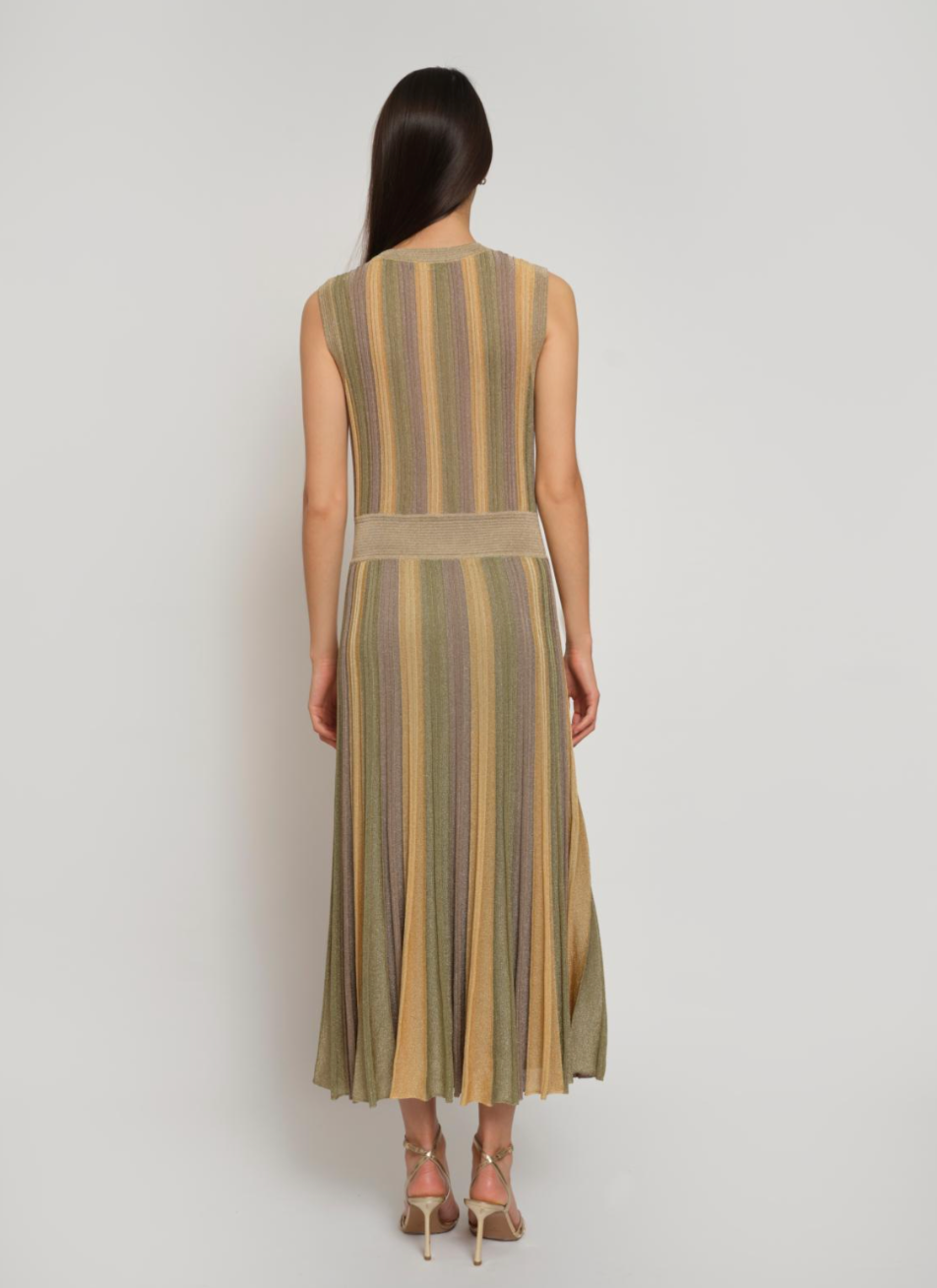 Gala Lurex Pleated Wrap Dress - Green April Moon by Maison Lurex — view 5