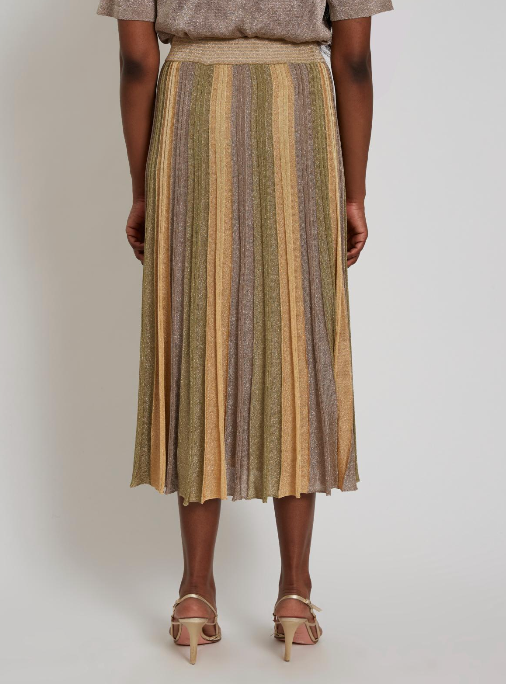 Gala Lurex Pleated Skirt - Green April Moon by Maison Lurex — alternate view