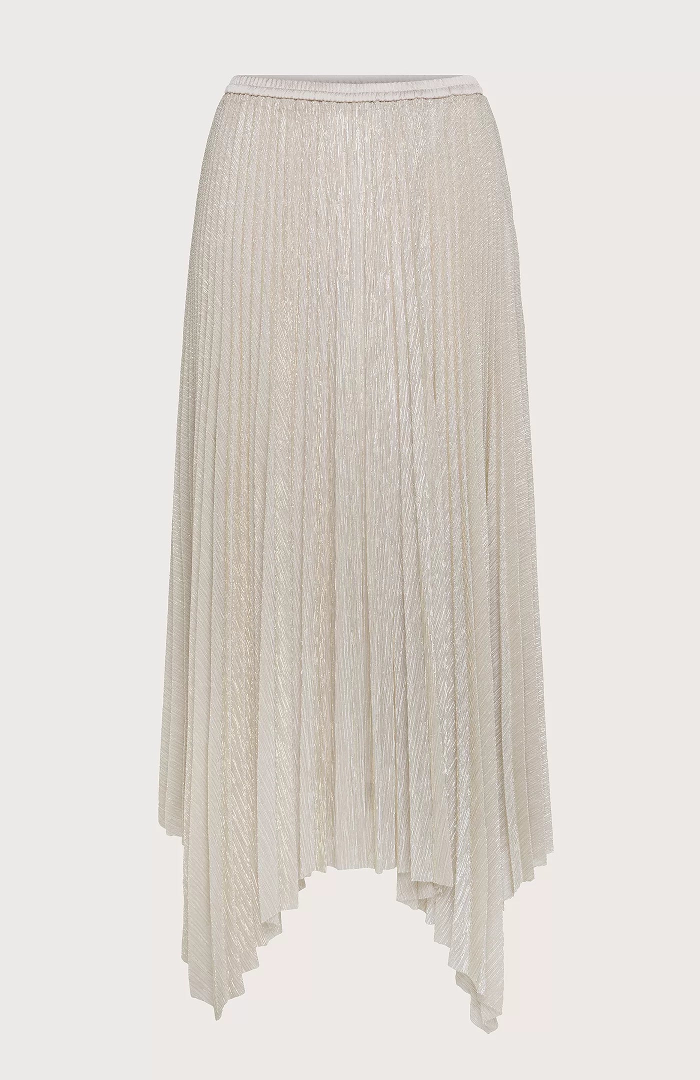 Pleated Lurex Asymmetrical Skirt - Beige by Seventy Venezia — view 4