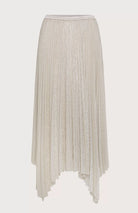 Pleated Lurex Asymmetrical Skirt - Beige by Seventy Venezia — view 4