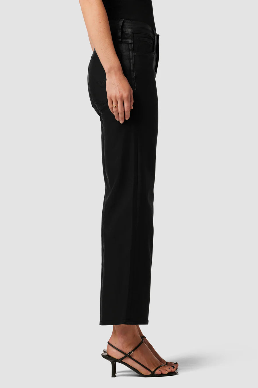 Rosie High Rise Wide Leg Ankle - Coated Black by Hudson — view 3