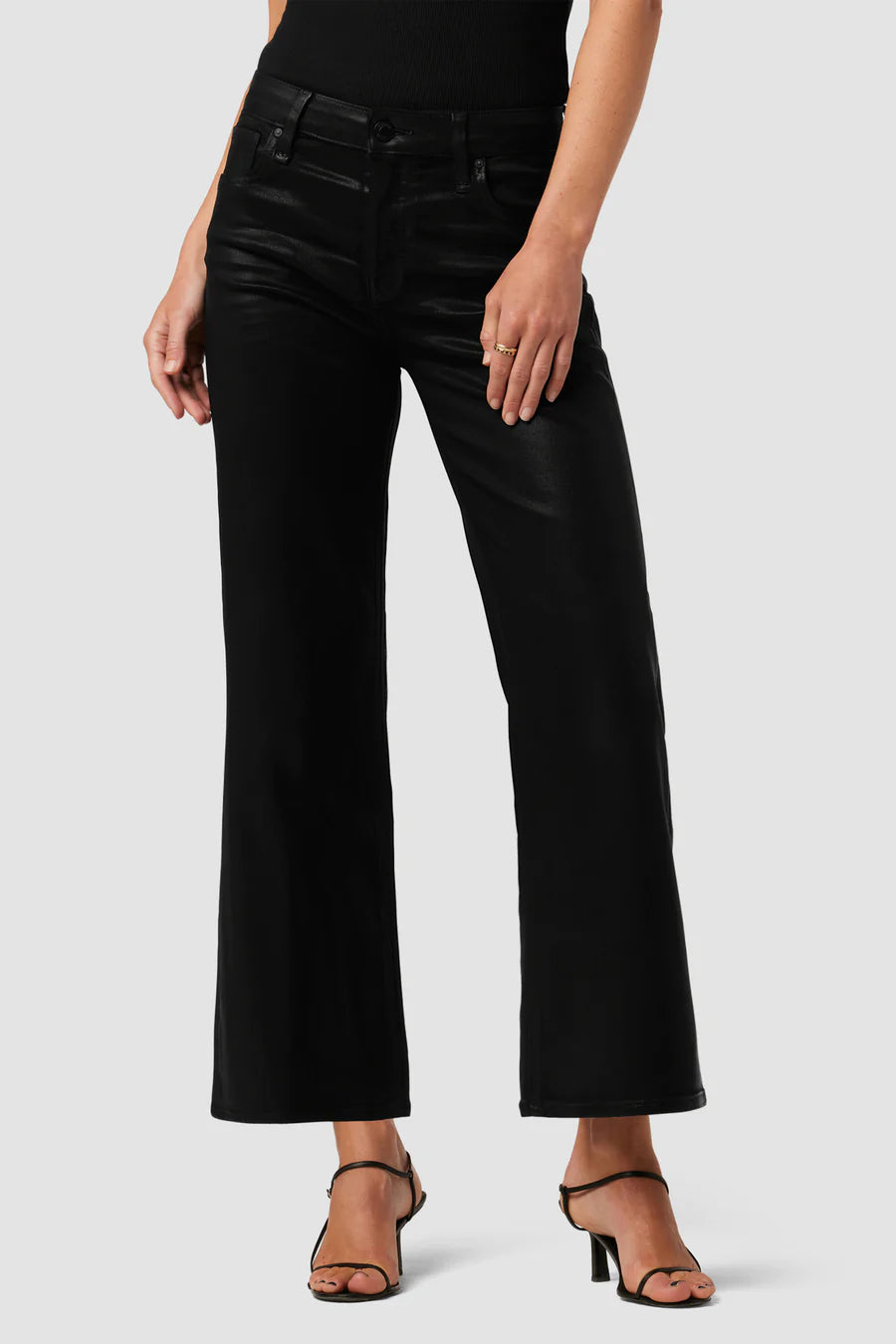 Rosie High Rise Wide Leg Ankle - Coated Black by Hudson — alternate view