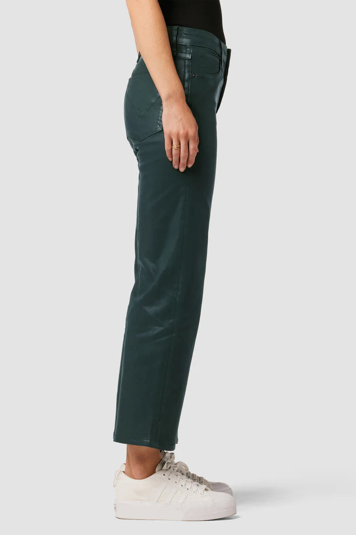 Rosie High-Rise Wide Leg Ankle Jean - Coated Scarab by Hudson — view 3
