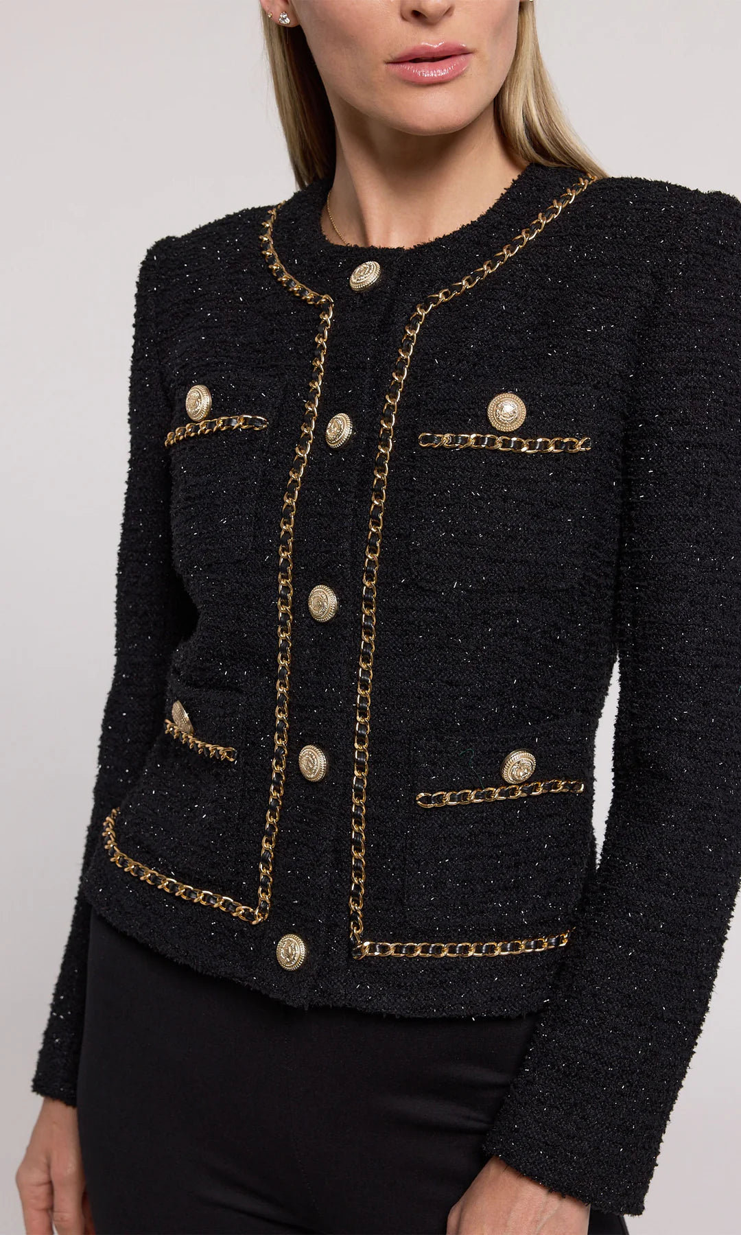 Velma Tweed Jacket - Black by Generation Love — alternate view