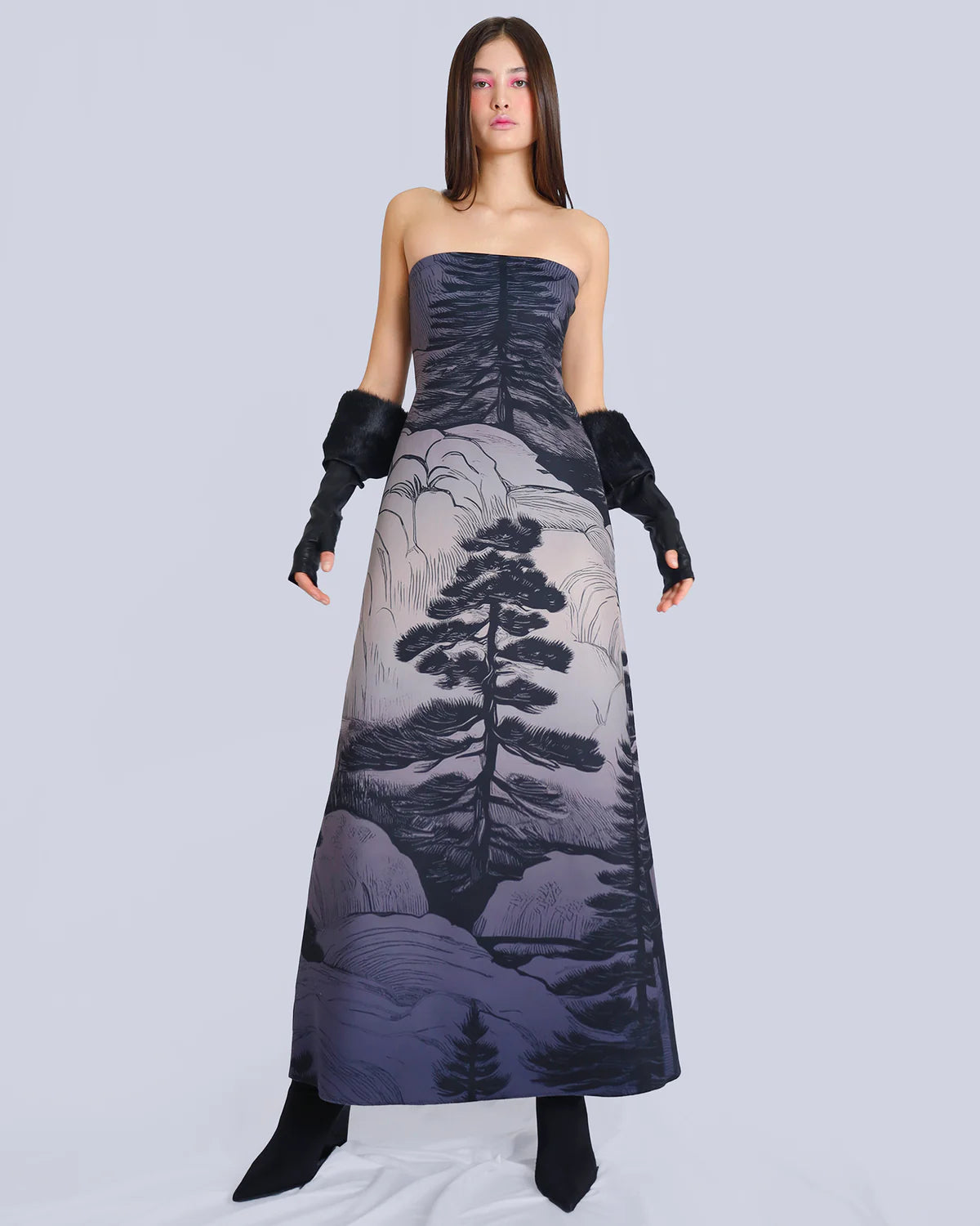 Nancy Dress - Grey Black Print by Marie Saint Pierre — view 3