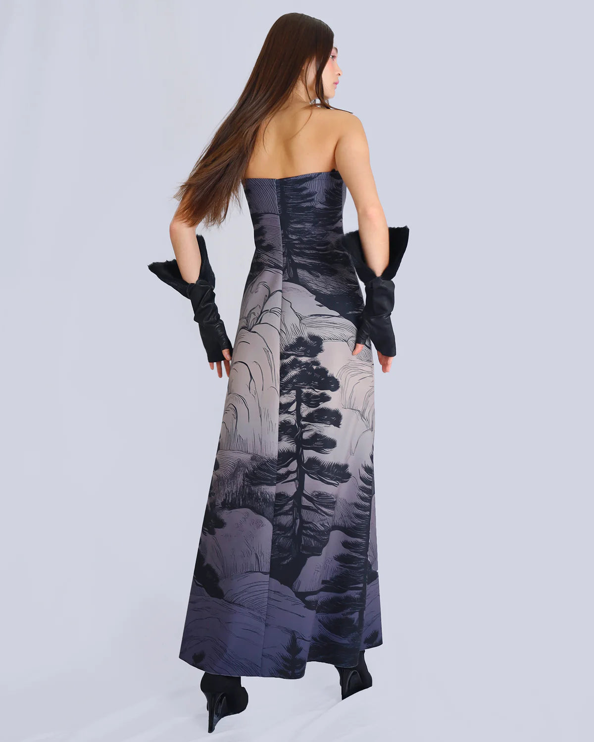 Nancy Dress - Grey Black Print by Marie Saint Pierre — view 4