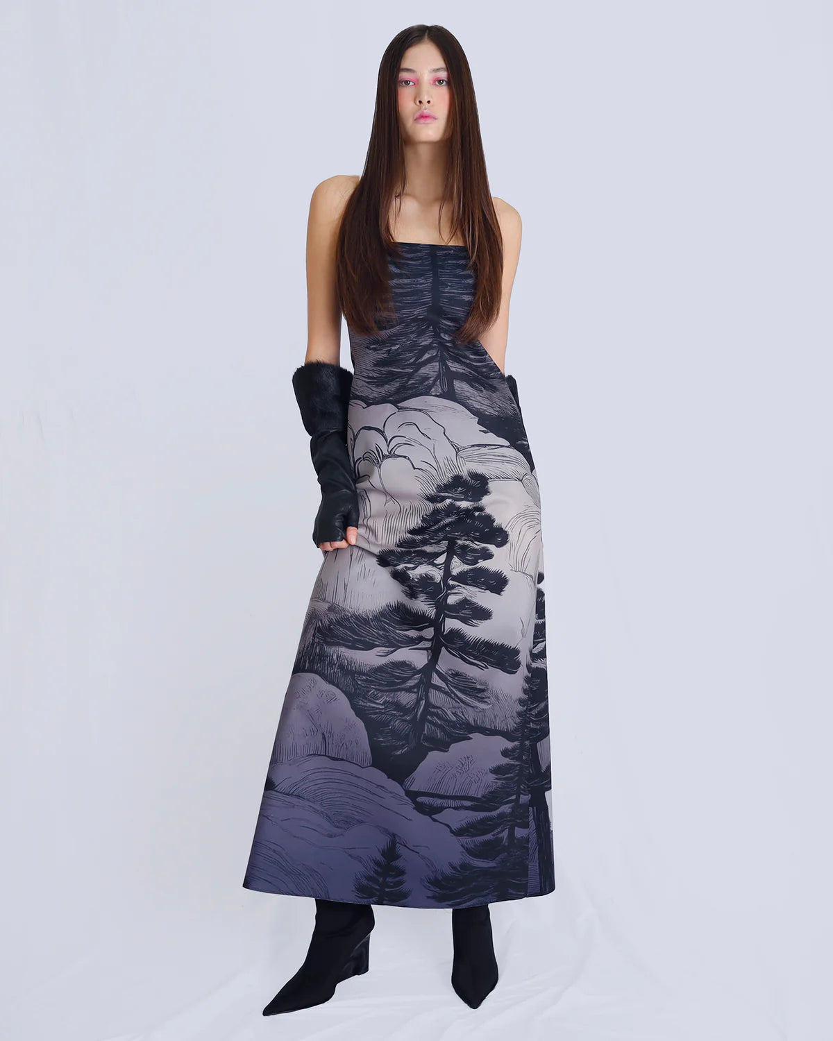 Nancy Dress - Grey Black Print by Marie Saint Pierre | 25 South Boutiques