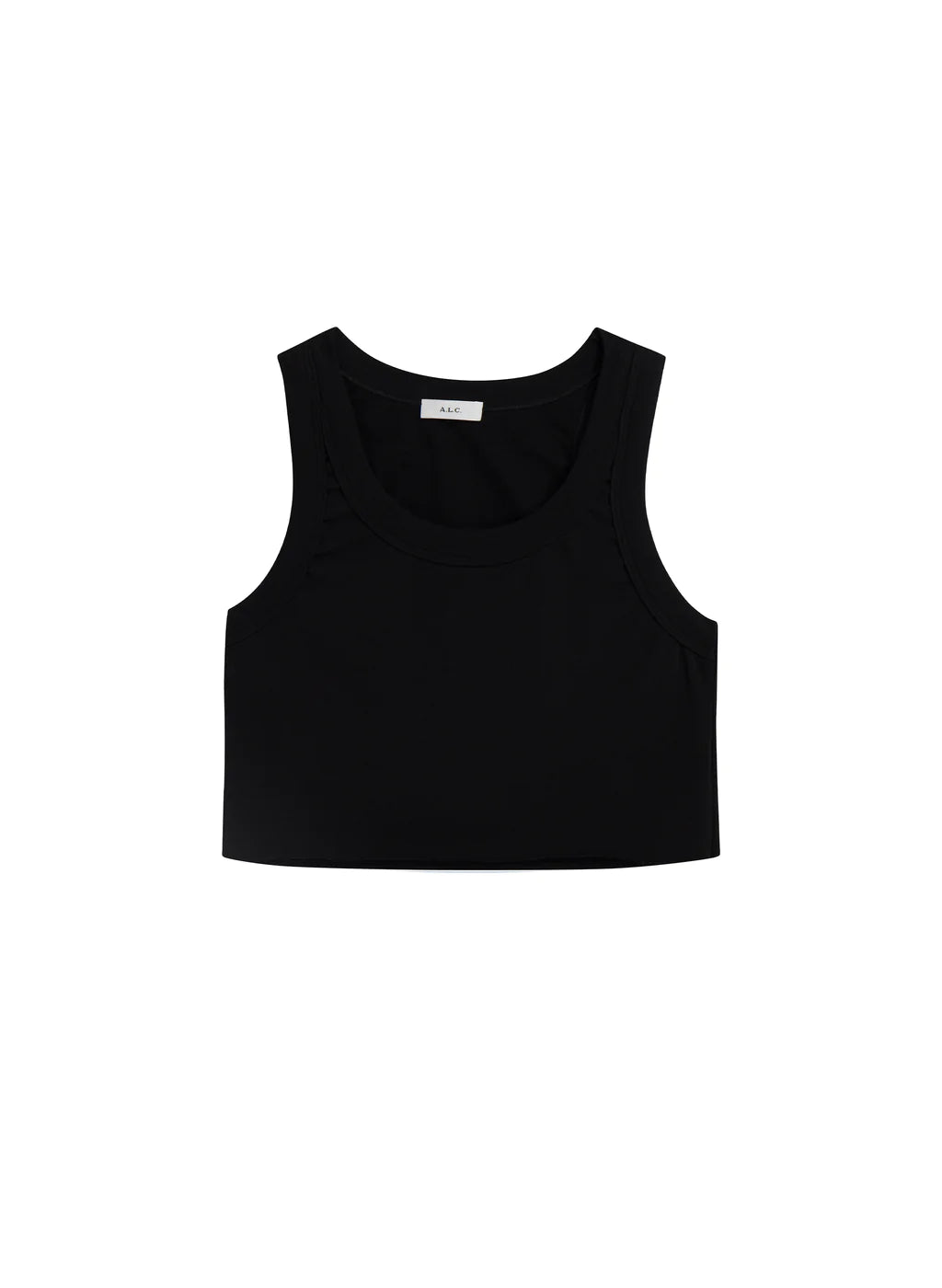 Halsey Cropped Cotton Rib Tank - Black by A.L.C — view 6