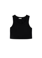 Halsey Cropped Cotton Rib Tank - Black by A.L.C — view 6