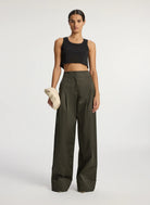 Halsey Cropped Cotton Rib Tank - Black by A.L.C — view 3