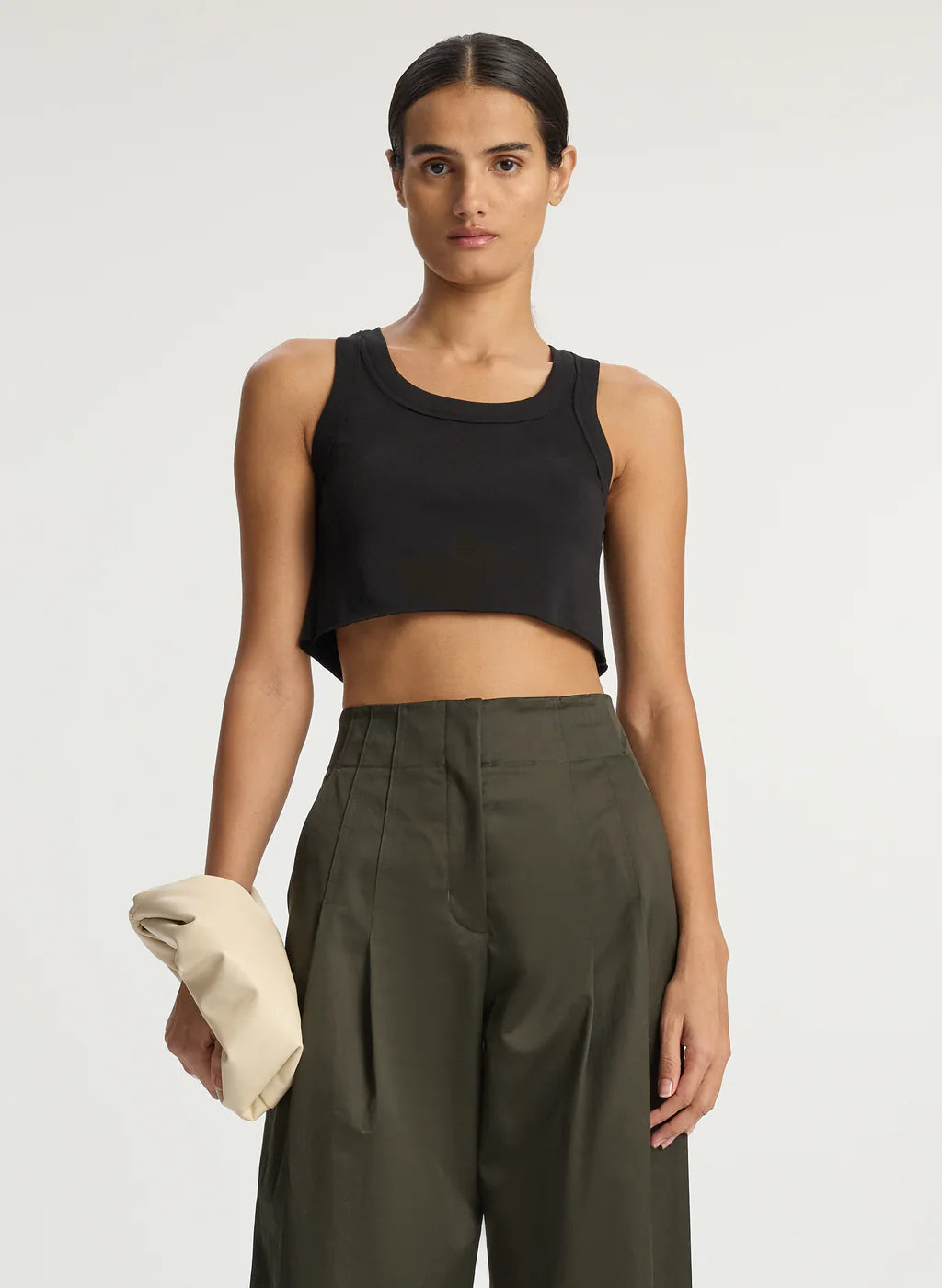 Halsey Cropped Cotton Rib Tank - Black by A.L.C | 25 South Boutiques