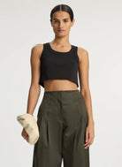 Halsey Cropped Cotton Rib Tank - Black by A.L.C | 25 South Boutiques