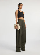 Halsey Cropped Cotton Rib Tank - Black by A.L.C — view 4