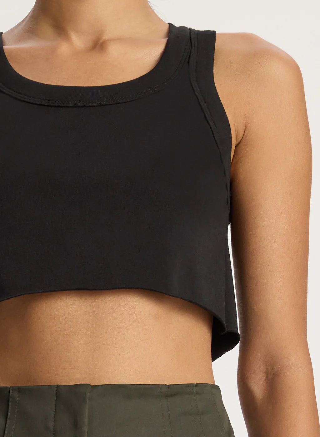 Halsey Cropped Cotton Rib Tank - Black by A.L.C — alternate view