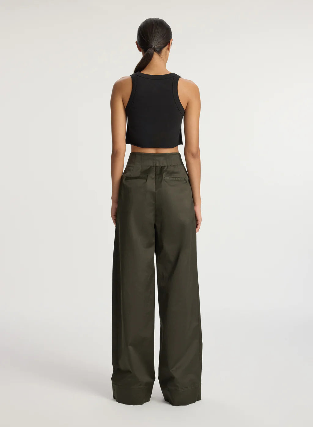 Halsey Cropped Cotton Rib Tank - Black by A.L.C — view 5