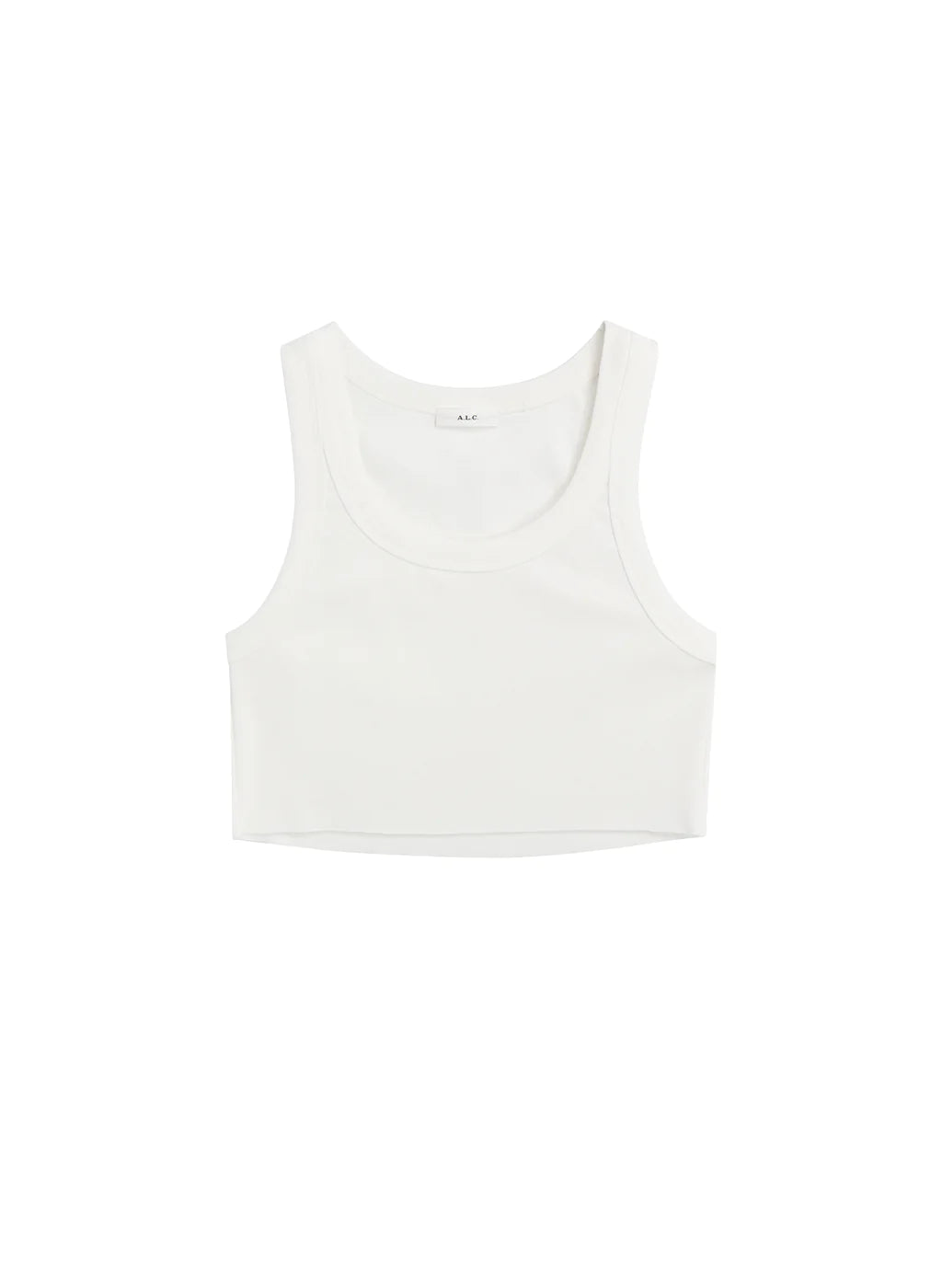 Halsey Cropped Cotton Rib Tank - White by A.L.C — view 5