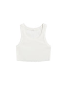 Halsey Cropped Cotton Rib Tank - White by A.L.C — view 5